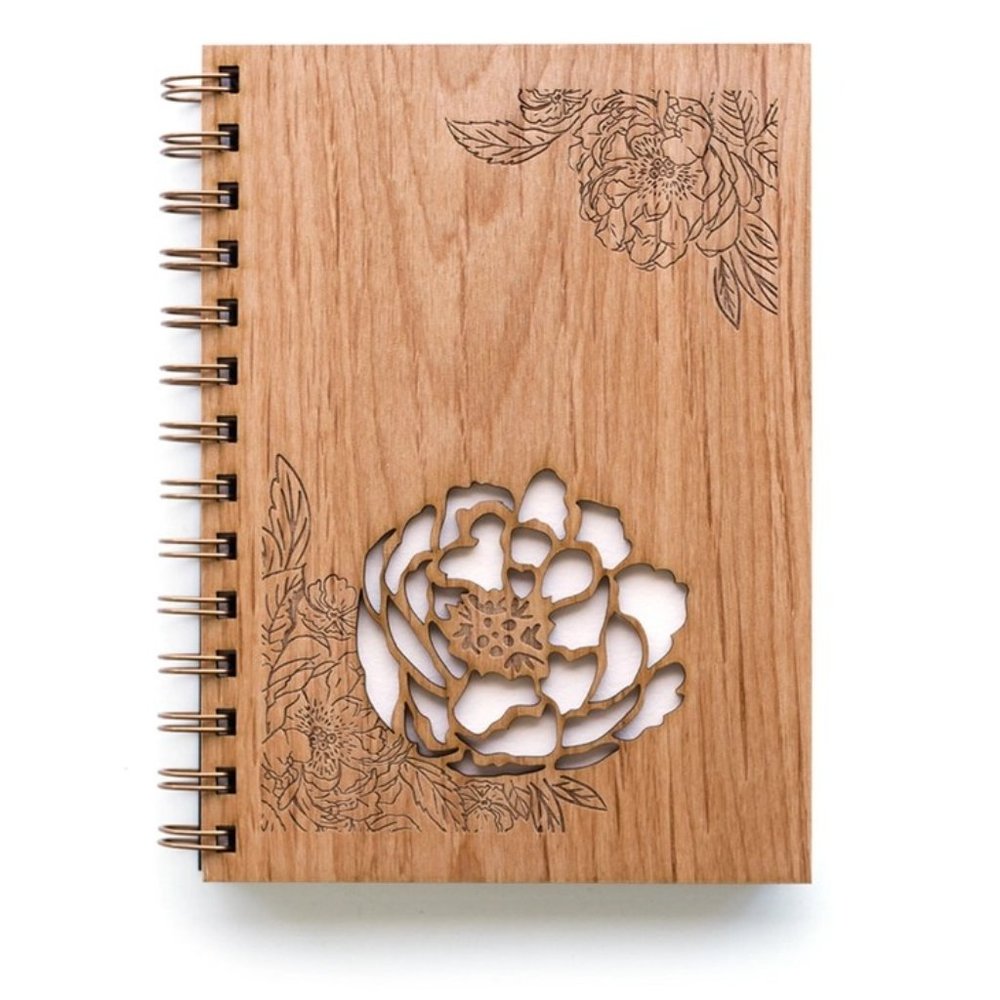 Peonies Wood Journal